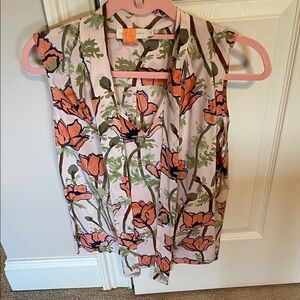Tory Burch Pink Floral Sleeveless Blouse
